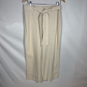 Joie Linen Blend Wide Leg Pants Tie Waist Cream Beige Size Large